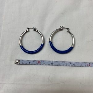 Vintage blue and silver hoop earrings